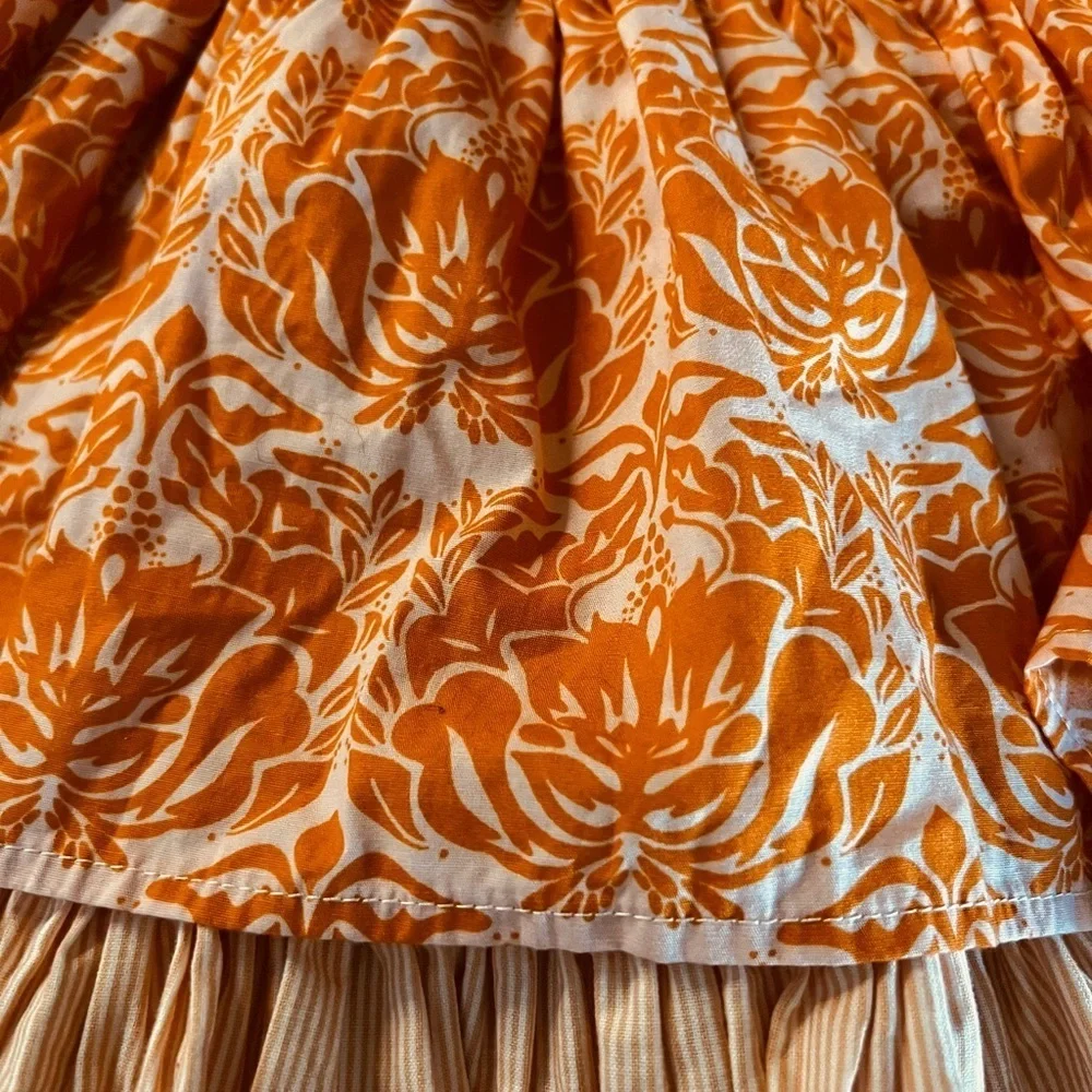 Persnickety Pink and Orange Cotton Ruffled Twirly Skirt Girls Size 6